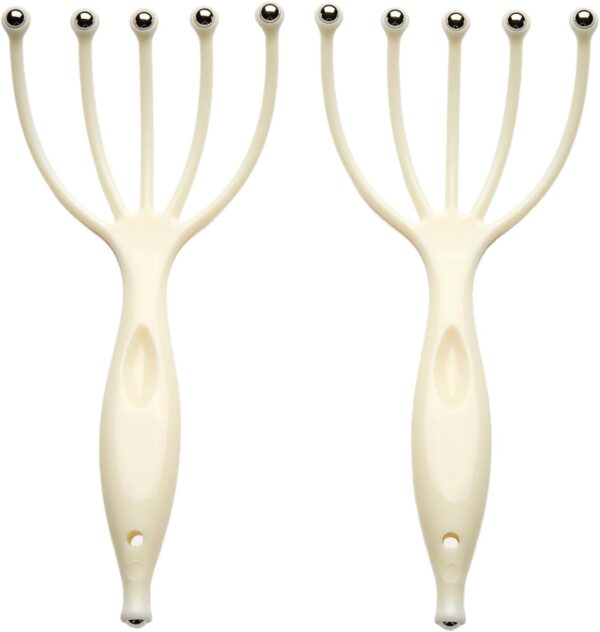 Head Massager,Protable Handheld SPA Scalp Massage Tool for Deep Relaxation & Stress Reduction Wet and Dry in The Office Home SPA (2-Pack) (White White)