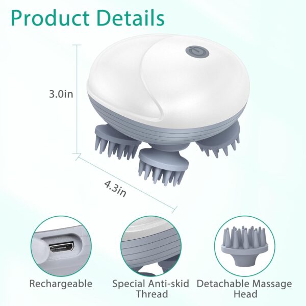 61-8rx90lZL._AC_SL1500_.jpg ORIA Electric Scalp Massager, Pet Massager for Dogs and Cats, Waterproof Head Massager with 4 Removable Massage Heads, 96 Nodes, for Stress Relief, Full Body Relaxation, Promote Bonding
