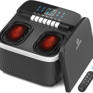 COMFIER FSA Eligible Foot Massager with Heat, Shiatsu Foot Massager Machine for Neuropathy Plantar Fasciitis, Squeeze & Rolling Foot Massage, Remote Control & Piano-Key Button