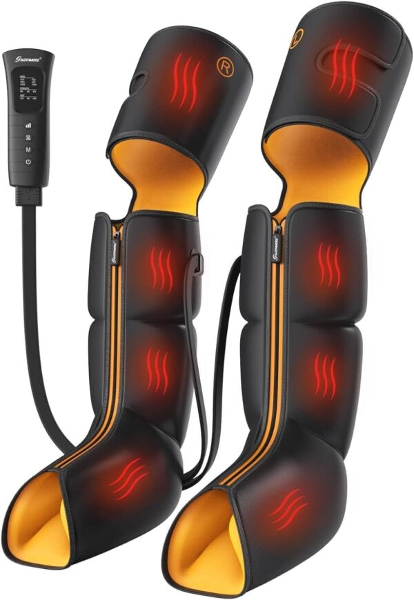 SLOTHMORE Leg Massager with Heat and Air Compression, Foot Calf & Thigh Massage for Circulation and Pain Relief, Sequential Compression Device for Swollen Legs, 3 Intensities 6 Modes
