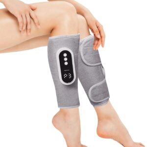 Air Compression Leg Massager, Cordless Leg Compression Massager for Circulation with 3 Modes and Heat, Easy to use, Muscle Relaxation(Pair) (Grey)