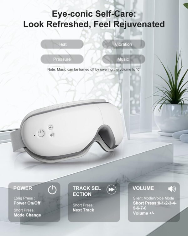 619Kx8q6QYL._AC_SL1500_.jpg cotsoco Eye Massager with Heat, Birthday Gifts for Women, Heated Eye Mask with Bluetooth Music, Relax & Reduce Strain Dark Circles and Improve Sleep, Gift for Mom Dad Women Men