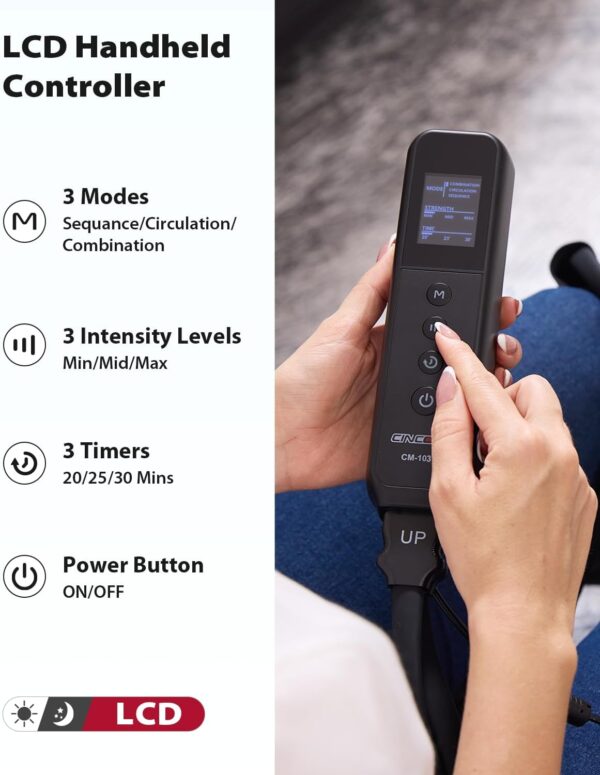 61D6m7YpXXL._AC_SL1500_.jpg CINCOM Leg Massager for Circulation and Pain Relief, Air Compression Massager for Foot and Leg Helpful for Lymphedema Edema Restless and Relaxation Birthday Gift for Women Men