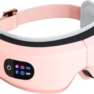 Eye Massager with Airbag Kneading,Constant Temperature Hot Compress, Multi-Frequency Vibration and Bluetooth Music (Pink, Large)