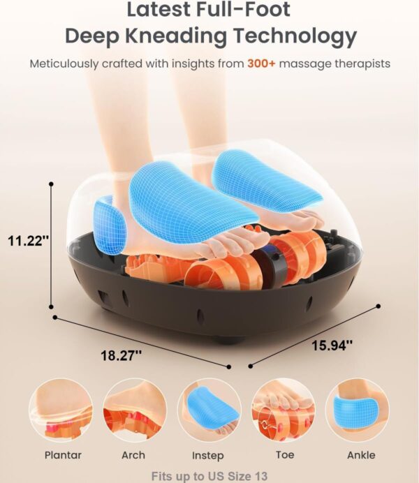 Full Foot Massager Machine, 2026 Upgraded Shiatsu Foot Massager with Heat, FSA and HSA Eligible, Plantar Fasciitis Massager, Birthday Gift for Women Men Mom Dad, Fits Up to Size 13