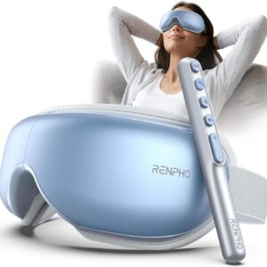 RENPHO Eye Massager with Heat, Father's Day Birthday Gifts, Massager Relieves Head Tension with Remote, Silent Mode, Bluetooth, Heated Sleep Mask for Strain Relief, Stye Eye, Improve Sleep