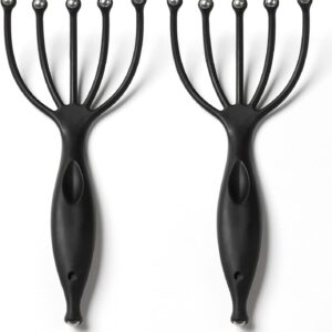 Head Massager,Protable Handheld SPA Scalp Massage Tool for Deep Relaxation & Stress Reduction Wet and Dry in The Office Home SPA (2-Pack) (Black Black)