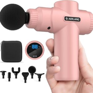 AERLANG Mini Massage Gun-Pink??Muscle Deep Tissue Massager Gun, Handheld Percussion Massager, Portable Quiet Massage Gun Valentines Day Gifts for Her Motehr Day Gifts for Women Men Her