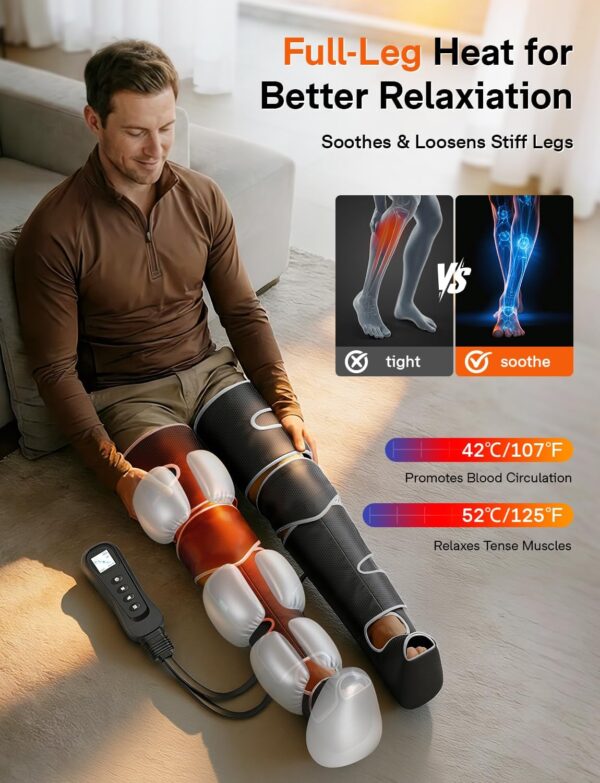 716ojmWuU4L._AC_SL1500_.jpg ALLJOY Leg Massager for Circulation and Pain Relief FSA, Gifts for Men Women Dad Mom, Leg Massager with Heat and Compression, 2 Heat 5 Modes 4 Intensities 4 Extenders