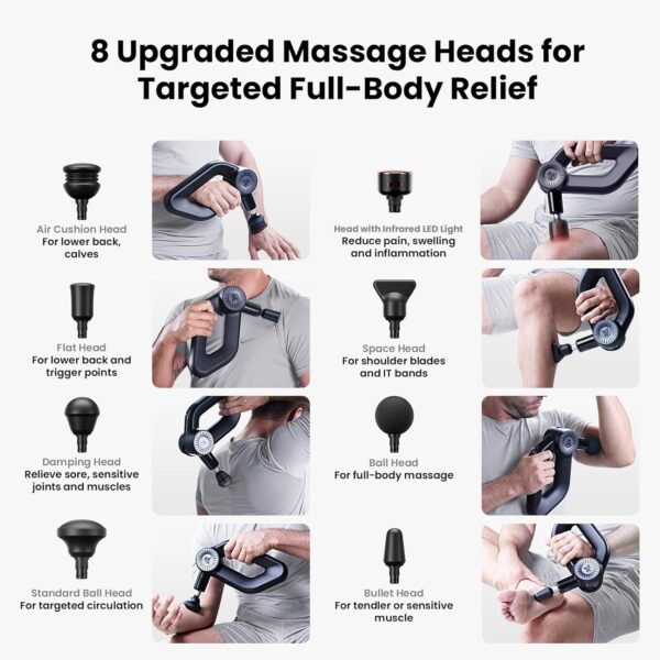 BOB AND BRAD D6 Ultra Massage Gun with Infrared Light, Deep Tissue Percussion with 16mm Amplitude, Professional Muscle Massager for Athletes, Electric Handheld Massager