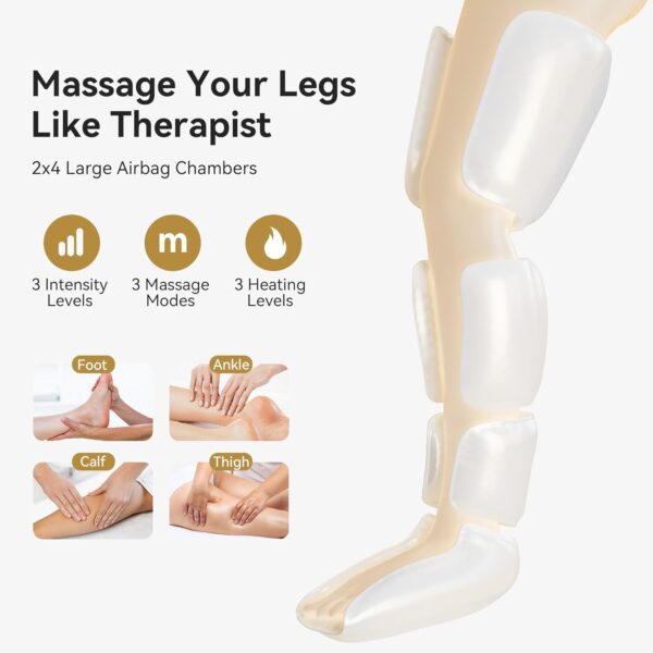 FIT KING Air Compression Leg Massager with Heat, Adjustable Wrap Design, Heated Compression Sequential Device FSA-HSA