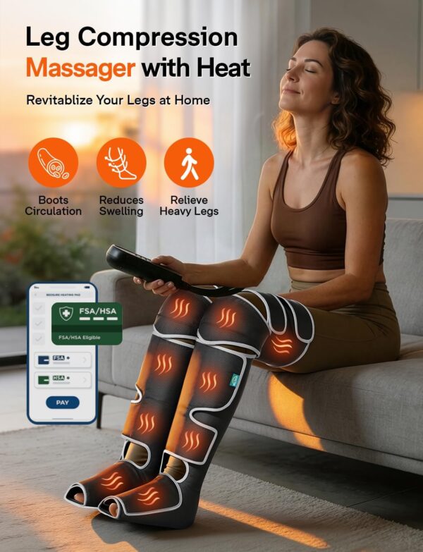 71G-iikocL._AC_SL1500_.jpg ALLJOY Leg Massager for Circulation and Pain Relief FSA, Gifts for Men Women Dad Mom, Leg Massager with Heat and Compression, 2 Heat 5 Modes 4 Intensities 4 Extenders