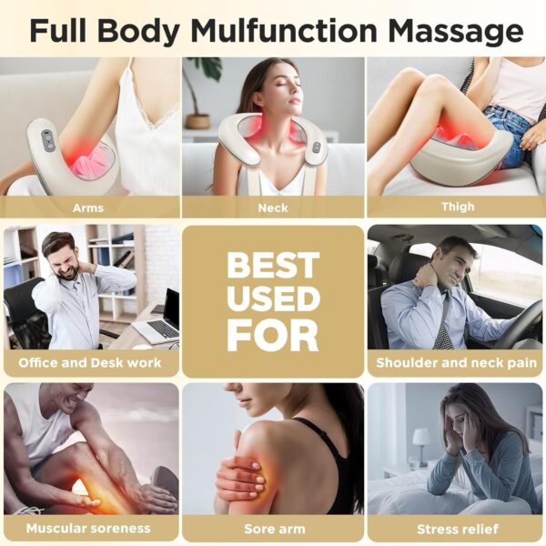 71GDNogITL._AC_SL1500_.jpg Bear Shiatsu Neck and Back Massager with Heat: Cordless Deep Tissue Neck Shoulder Massager for Pain Relief Portable 4D for Home Office & Car Use - Gifts for Women Men Mom Dad
