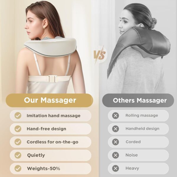 71I6gRWhgZL._AC_SL1500_.jpg Bear Shiatsu Neck and Back Massager with Heat: Cordless Deep Tissue Neck Shoulder Massager for Pain Relief Portable 4D for Home Office & Car Use - Gifts for Women Men Mom Dad
