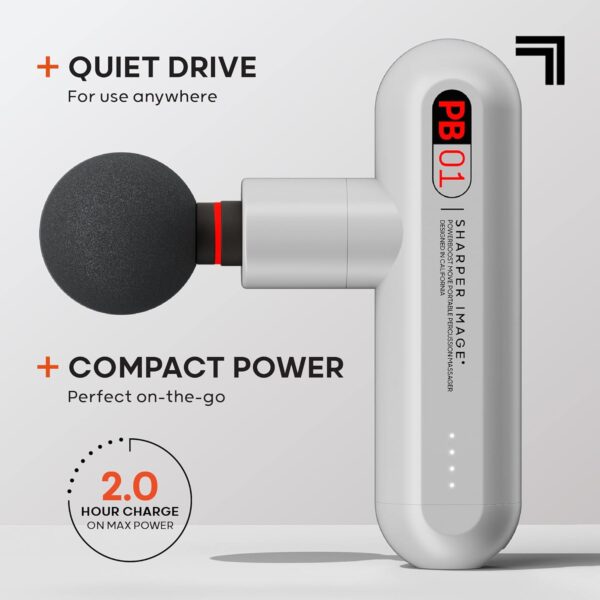 71JfilPUw3L._AC_SL1500_.jpg Sharper Image Powerboost Move - Mini Percussion Massage Gun| 4 Attachments, 4 Speeds, FSA Eligible| Full Body Back & Shoulder Massager| Deep Tissue Muscle Recovery| Portable Pain Relief Massage Tool