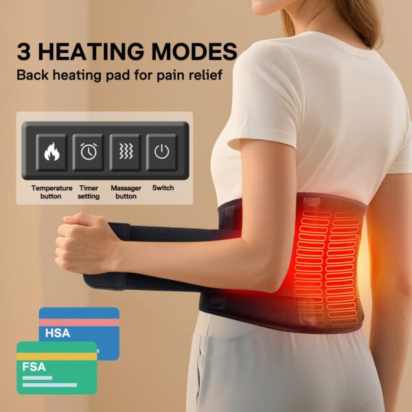 ALLJOY 67" Heating Pad for Back Pain Relief FSA Eligible HSA, Plug-in Lower Back Massager with 3 Heat 5 Vibration Back Lumbar Support Wearable Heating Pad for Cramps, Christmas Gifts for Women Men