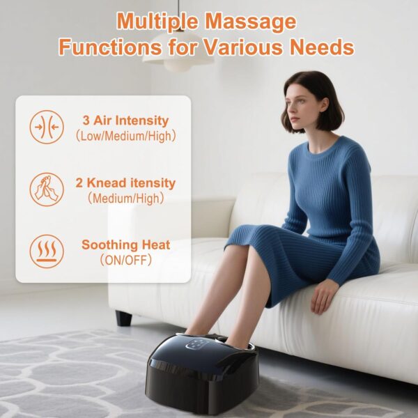 71Vaj9dTU5L._AC_SL1500_.jpg Shiatsu Foot Massager with Heat Feet Massager for Plantar Fasciitis, Neuropathy with Air Compression, Deep Kneading, Multiple Modes & Adiustable Intensity, Gifts for Women Men, Size 13