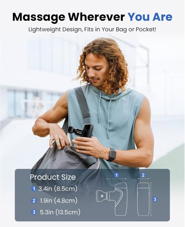 BOB AND BRAD M7 Plus Mini Massage Gun with Heat, FSA Eligible & HSA Approved Deep Tissue Percussion Massager for Back & Neck Stiffness - Portable, Quiet, Ultra-Lightweight