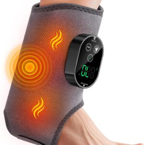 Foot and Ankle Massager for Pain Relief, Cordless Ankle Heating Pad Foot Renew Triple Method Massager with Adjustable Timer, 6 Heat Levels, 3 Vibration Modes, Grey