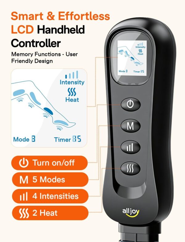 71aIMvfcOdL._AC_SL1500_-1.jpg ALLJOY Leg Massager for Circulation and Pain Relief FSA, Gifts for Men Women Dad Mom, Leg Massager with Heat and Compression, 2 Heat 5 Modes 4 Intensities 4 Extenders