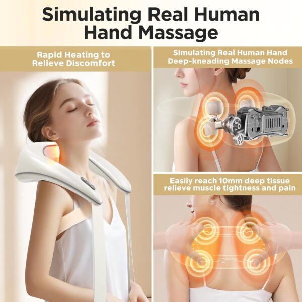 71aMfRs1YL._AC_SL1500_.jpg Bear Shiatsu Neck and Back Massager with Heat: Cordless Deep Tissue Neck Shoulder Massager for Pain Relief Portable 4D for Home Office & Car Use - Gifts for Women Men Mom Dad
