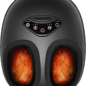 Snailax Shiatsu Foot Massager with Heat, Deep Kneading Rolling Compression Feet Massager for Plantar Fasciitis Neuropathy, 3 Heating Levels,3 Timer Option Fits Size up to 14?? Gifts for Men,Women