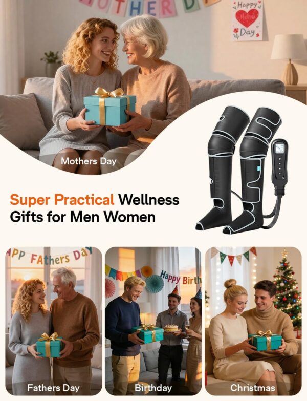71fnLJdWQ5L._AC_SL1500_-1.jpg ALLJOY Leg Massager for Circulation and Pain Relief FSA, Gifts for Men Women Dad Mom, Leg Massager with Heat and Compression, 2 Heat 5 Modes 4 Intensities 4 Extenders