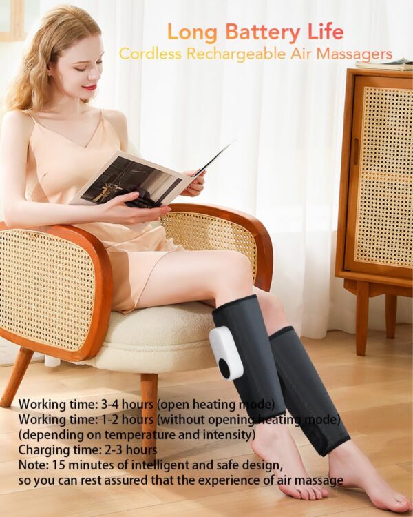 LINGTENG Leg Massager for Circulation and Pain Relief, Calf Air Compression Massager with Heat, Leg Massager with 3 Intensities, 3 Modes, Easy to use, Muscle Relaxation, Gifts (Pair)