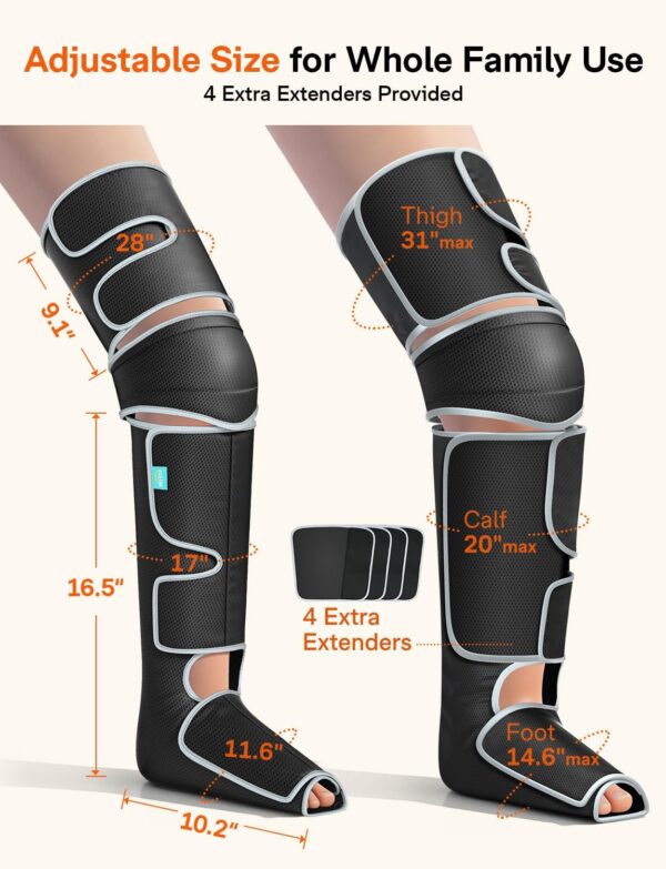 71t8M6M2lML._AC_SL1500_.jpg ALLJOY Leg Massager for Circulation and Pain Relief FSA, Gifts for Men Women Dad Mom, Leg Massager with Heat and Compression, 2 Heat 5 Modes 4 Intensities 4 Extenders
