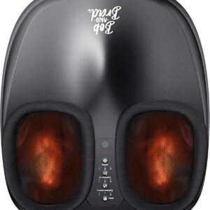 BOB AND BRAD Foot Massager with Heat, Shiatsu Deep Kneading & Air Compression for Plantar Fasciitis, FSA Eletric Feet Massager Machine, Fits US Size 12, HSA Eligible