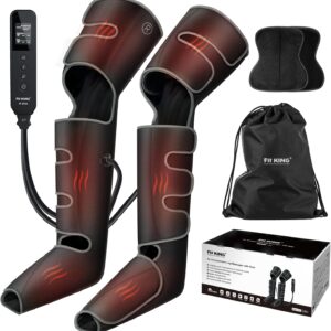 FIT KING Air Compression Leg Massager with Heat, Adjustable Wrap Design, Heated Compression Sequential Device FSA-HSA
