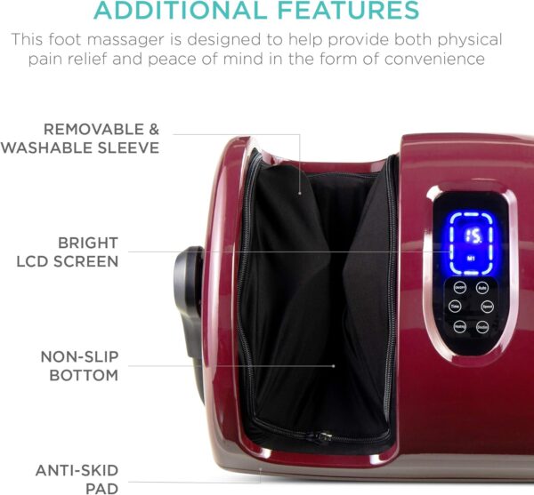 818K0uHMYIL._AC_SL1500_.jpg Best Choice Products Shiatsu Foot Massager with Heat for Plantar Fasciitis & Neuropathy, Kneading Foot & Calf Massager with Remote, 360?? Adjustable Handle, Rolling & Compression Massage - Burgundy