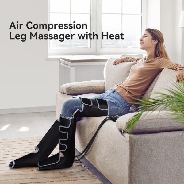 FIT KING Air Compression Leg Massager with Heat, Adjustable Wrap Design, Heated Compression Sequential Device FSA-HSA