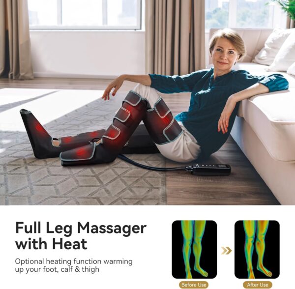 FIT KING Air Compression Leg Massager with Heat, Adjustable Wrap Design, Heated Compression Sequential Device FSA-HSA