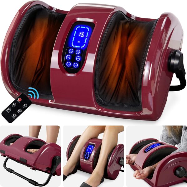 81Esu61p9AL._AC_SL1500_.jpg Best Choice Products Shiatsu Foot Massager with Heat for Plantar Fasciitis & Neuropathy, Kneading Foot & Calf Massager with Remote, 360?? Adjustable Handle, Rolling & Compression Massage - Burgundy