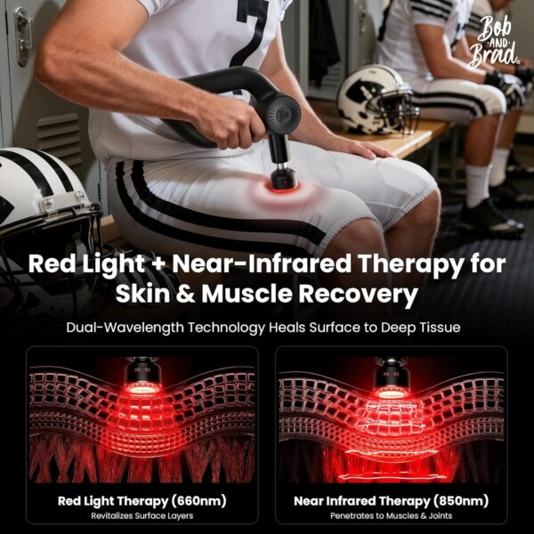 BOB AND BRAD D6 Ultra Massage Gun with Infrared Light, Deep Tissue Percussion with 16mm Amplitude, Professional Muscle Massager for Athletes, Electric Handheld Massager