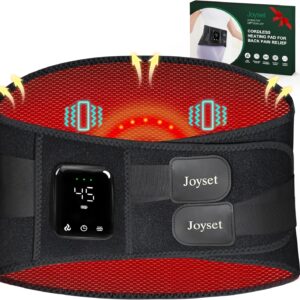 Joyset Cordless Heating Pad for Back Pain Relief,47-60" Lower Back Massager with 5 Heat 5 Vibration,Portable Wearable Heating Pad for Cramps,Birthday Gifts for Women Men Mom Dad(Black)