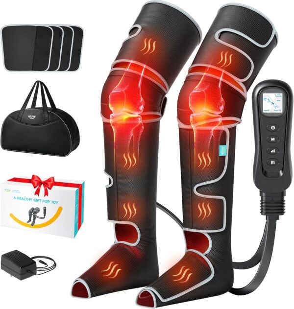 81gWB1FVHZL._AC_SL1500_.jpg ALLJOY Leg Massager for Circulation and Pain Relief FSA, Gifts for Men Women Dad Mom, Leg Massager with Heat and Compression, 2 Heat 5 Modes 4 Intensities 4 Extenders