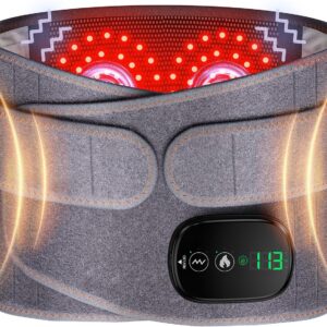 Heating Pad for Back, Lumbar Massager, Heated Waist Belt Wrap, Lower Back Pad with Heat Vibration 3 Levels Adjustable, 180 mins Battery, Cordless Portable, Touchscreen Control