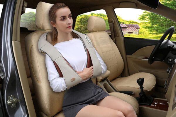 FIVE S FS8801 Shiatsu Neck and Back Massager with Heat, Deep Kneading Massage for Neck, Shoulders, Back, Legs, Feet - for Home, Office, Car - Beige