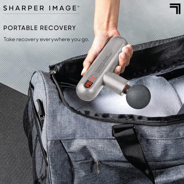 A1JNuookwlL._AC_SL1500_.jpg Sharper Image Powerboost Move - Mini Percussion Massage Gun| 4 Attachments, 4 Speeds, FSA Eligible| Full Body Back & Shoulder Massager| Deep Tissue Muscle Recovery| Portable Pain Relief Massage Tool